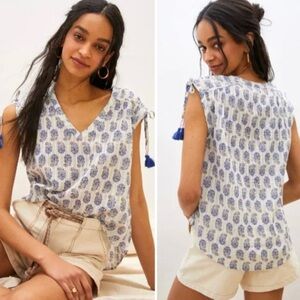 Anthropologie Laurel Terra Ikat Aztec Silk Top